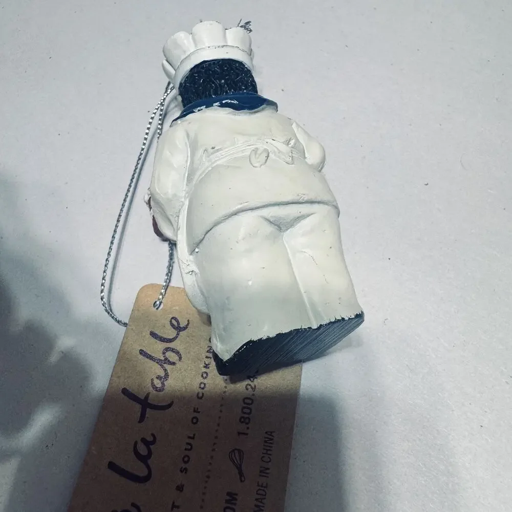 Sur La Table French Pastry Chef Holding Cake & Whisk Christmas Ornament